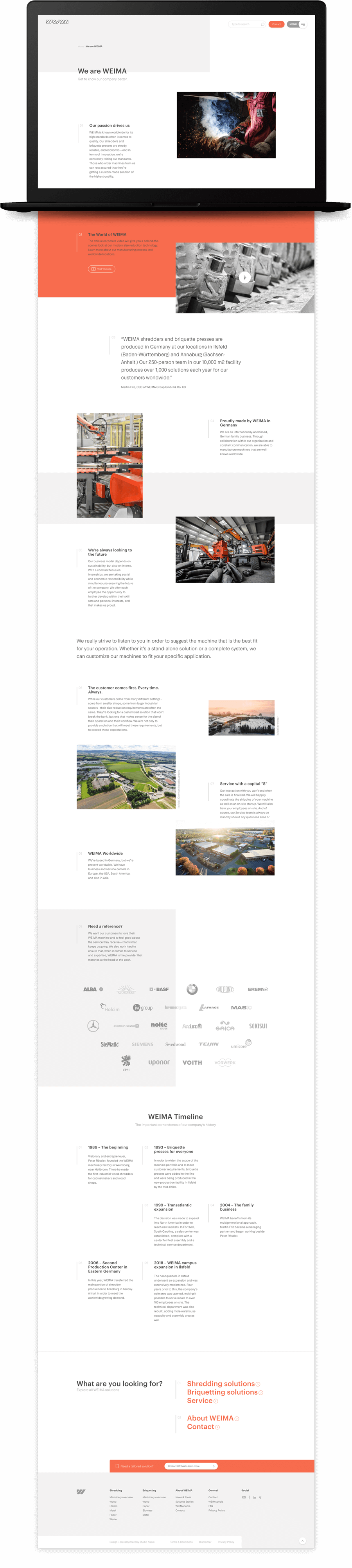 The Weima Maschinenbau about page.