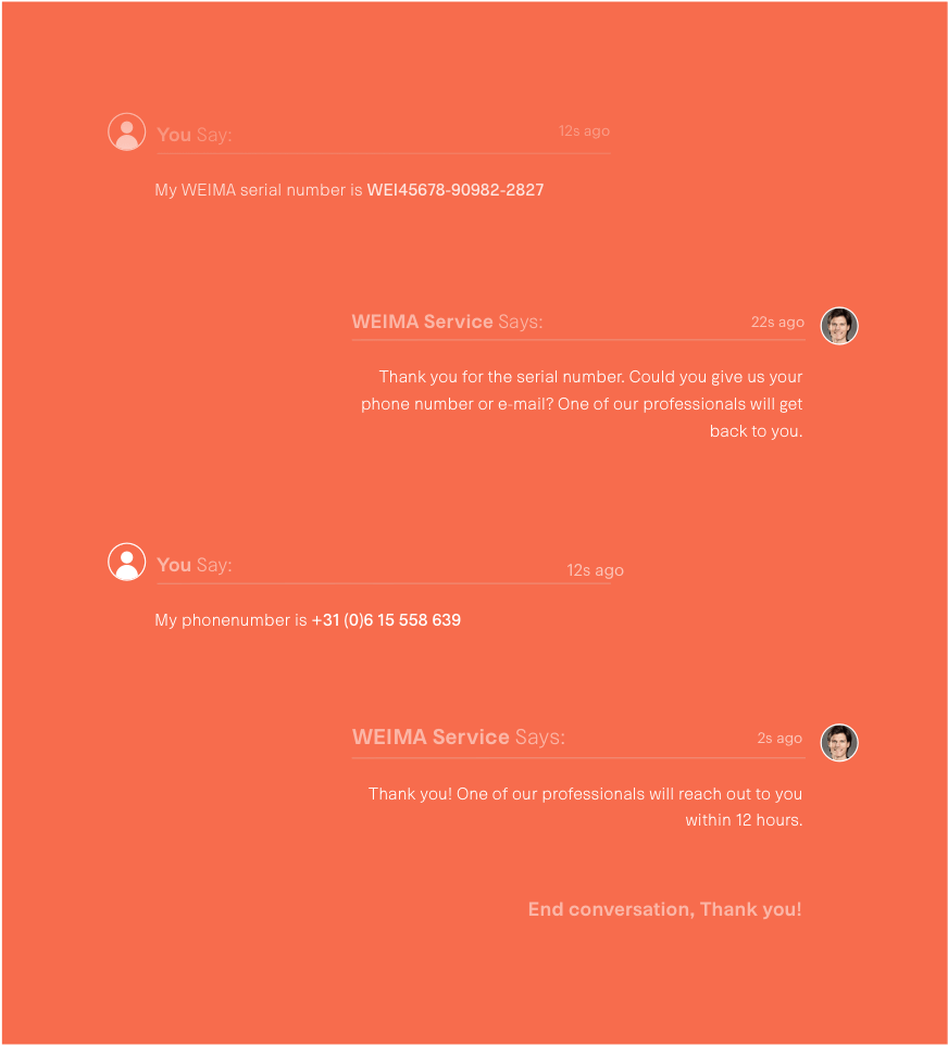Weima chatbot service illustrations