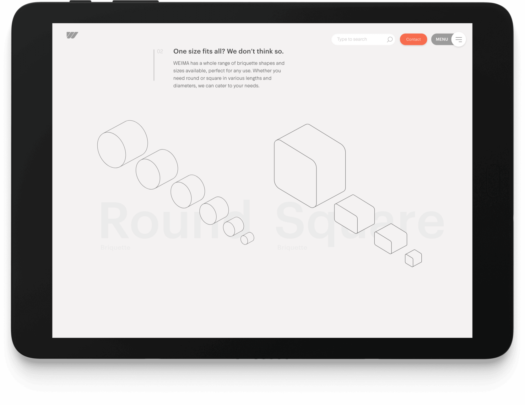 Weima round and square briquette shapes